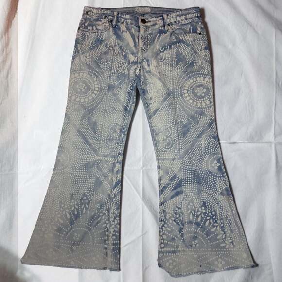 Free People Denim - Free People Bali Discharge Pattern Flare Jeans Size 30